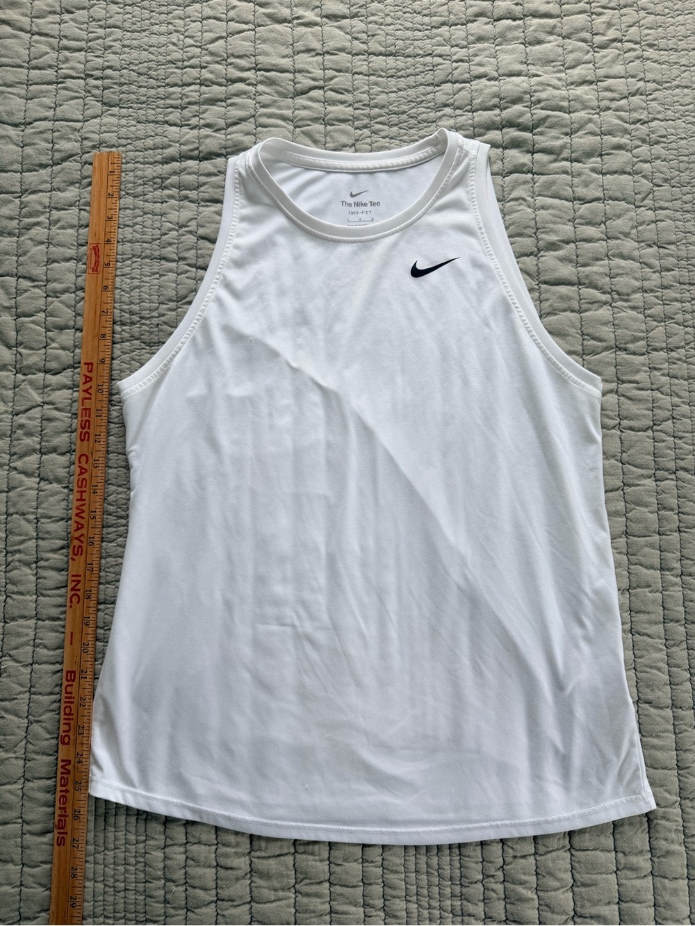 Nike Womens White Tank Top with Swoosh Dri Fit